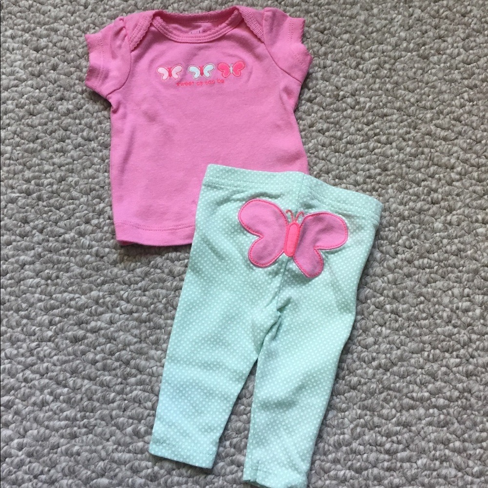 Carters‎ Newborn Girl Butterfly Bodysuit and Leggings Set Pink